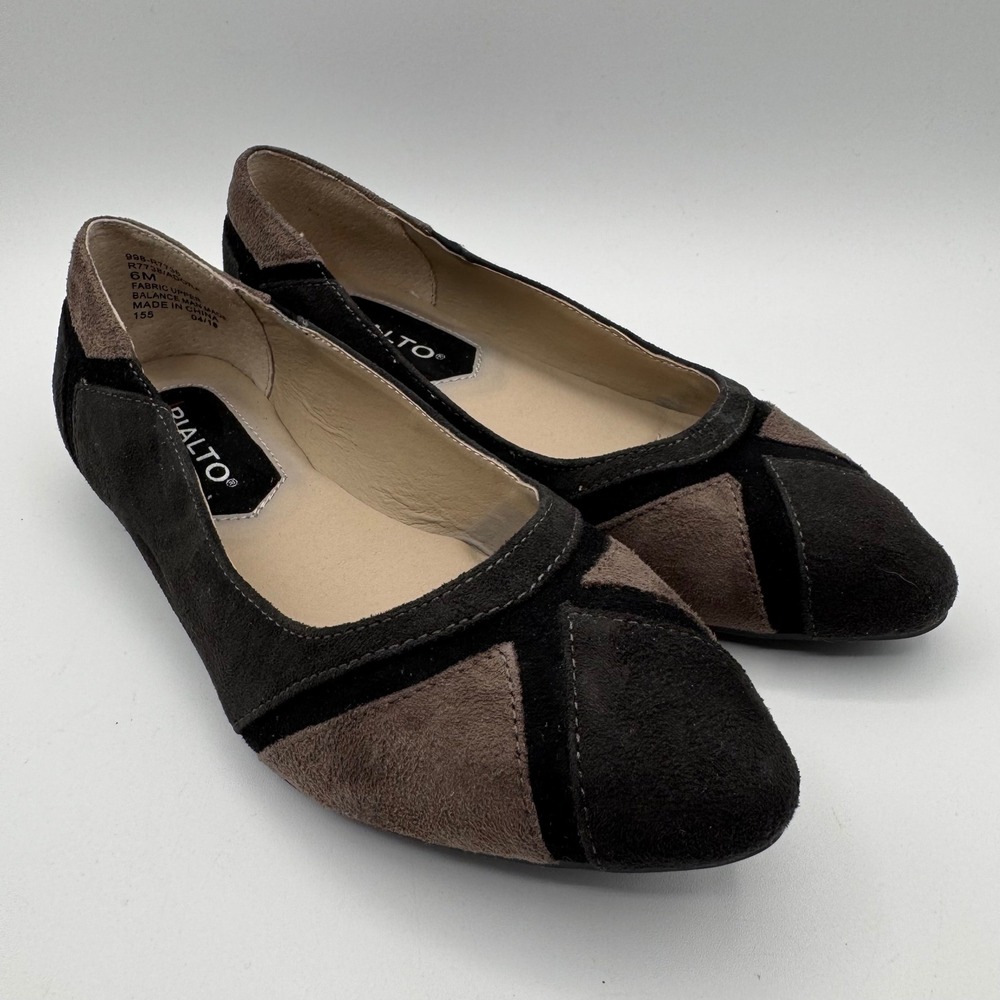 Rialto Adora Womens Pointed Toe Flats Black Taupe Colorblock Size 6M R7738